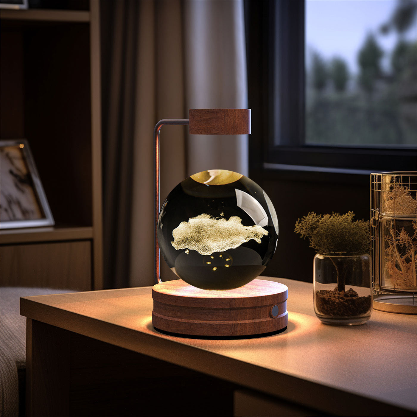 Crystal Ball Cosmic Dinosaur Indoor Night Light USB Power Warm Bedside Light Birthday Gift Night Lamp - NOMAN STORE LLC