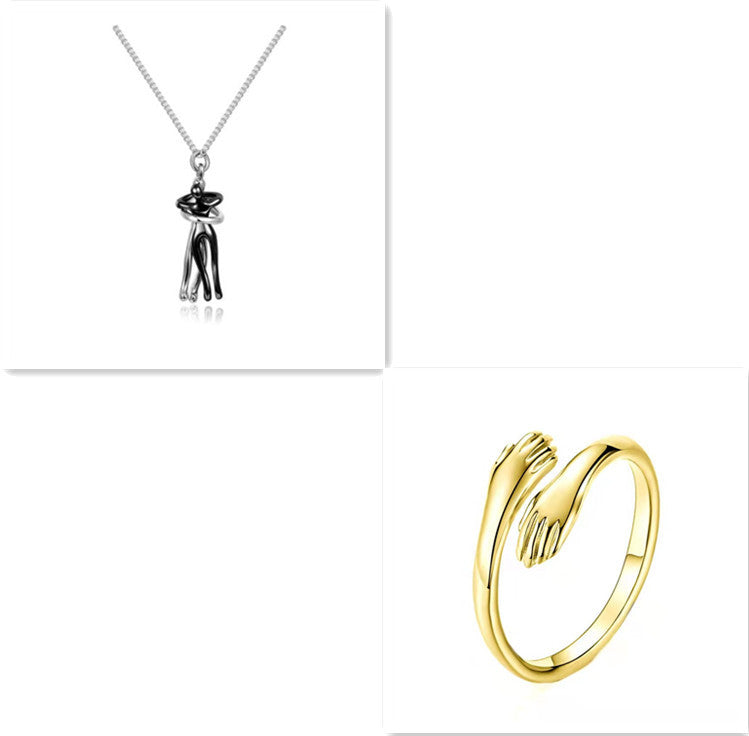 Love Hug Necklace Unisex Men Women Couple Jewelry Simple Temperament Clavicle Chain Valentines Day Lover Gift - NOMAN STORE LLC