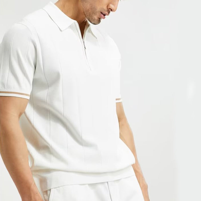 Fashion Short-sleeved Polo Shirt Summer Lapel Zipper T-shirt Tops Mens Clothing - NOMAN STORE LLC