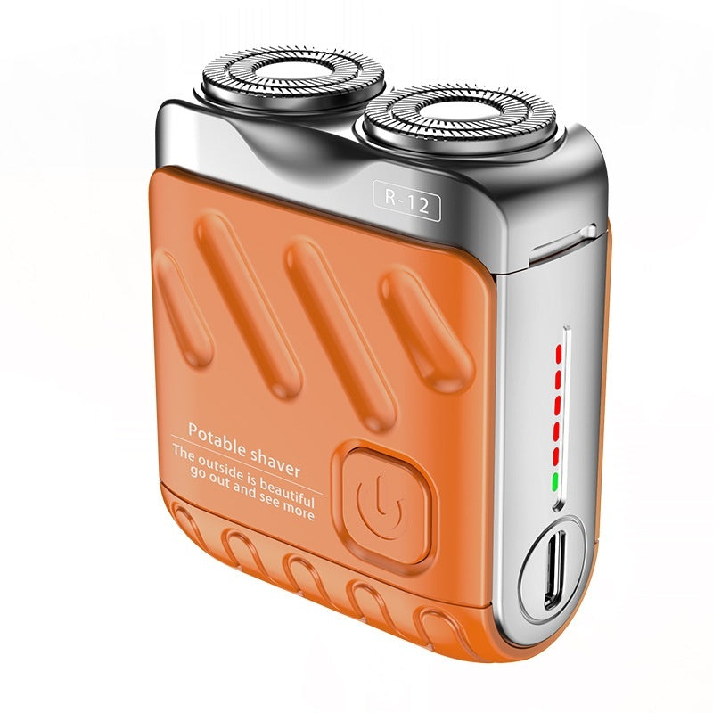 Portable Rotary Dual Ring Electric Shaver Men Travel Mini Shaver Double Floating Magnetic Blade Head Rechargeable Pocket Razors - NOMAN STORE LLC