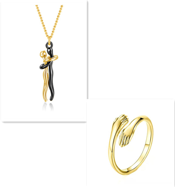 Love Hug Necklace Unisex Men Women Couple Jewelry Simple Temperament Clavicle Chain Valentines Day Lover Gift - NOMAN STORE LLC