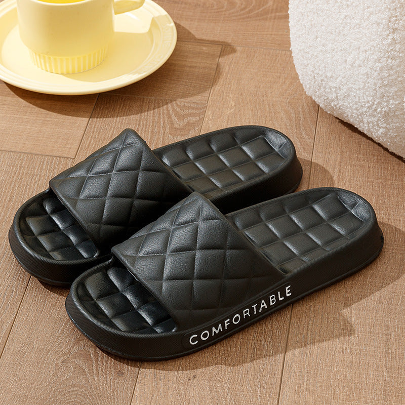 Men's Home Slippers With Plaid Design Soft-soled Silent Indoor Floor Bathing Slippers Women House Shoes Summer - NOMAN STORE LLC