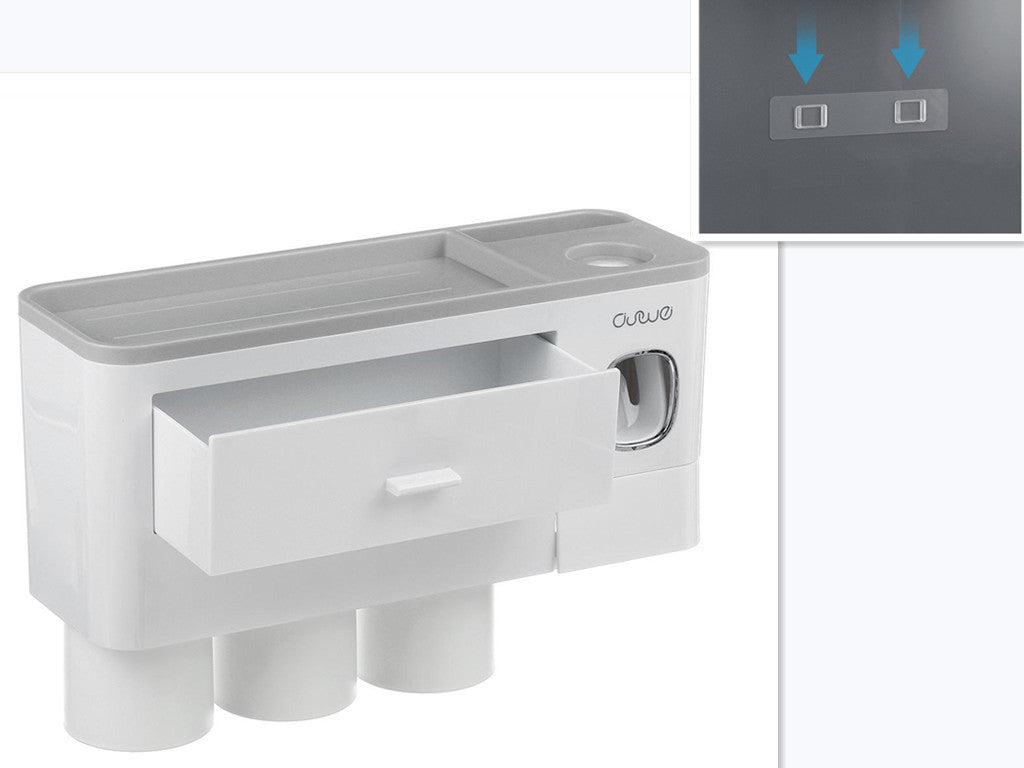 Non-marking Hanging Magnetic Toothbrush Holder Single Drawer Storage Rack With Toothpaste Squeezer Toiletry Set - NOMAN STORE LLC