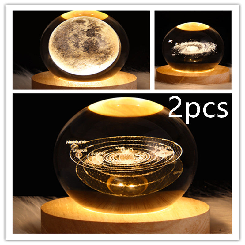 LED Night Light Galaxy Crystal Ball Table Lamp 3D Planet Moon Lamp Bedroom Home Decor For Kids Party Children Birthday Gifts - NOMAN STORE LLC