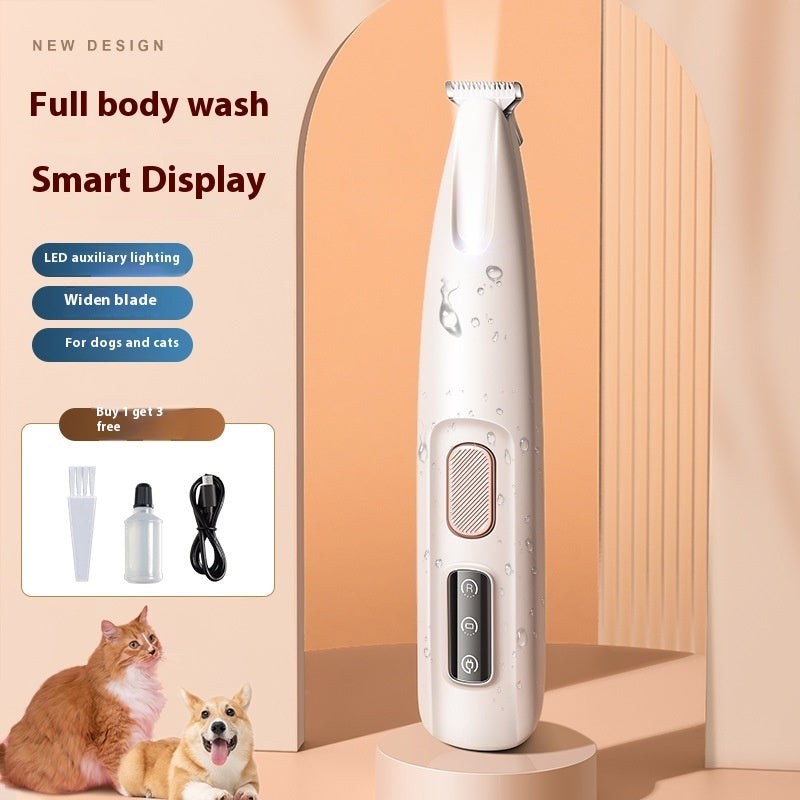 Pets Dog Paw Trimmer With LED Light Fully Waterproof Pet Hair Trimmer With LED Display Dog Clippers For Grooming Widen Blade - NOMAN STORE LLC