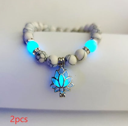 Energy Luminous Lotus Natural Stone Bracelet Yoga Healing Luminous Glow In The Dark Charm Beads Bracelet For Men Women Prayer Buddhism - NOMAN STORE LLC