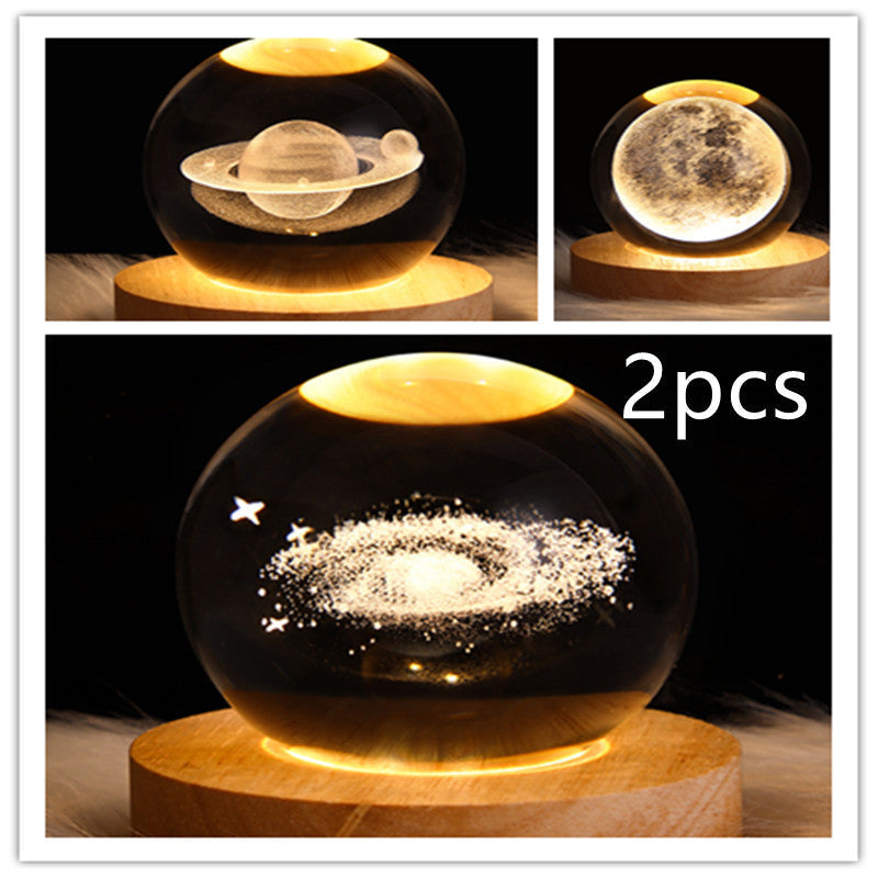 LED Night Light Galaxy Crystal Ball Table Lamp 3D Planet Moon Lamp Bedroom Home Decor For Kids Party Children Birthday Gifts - NOMAN STORE LLC