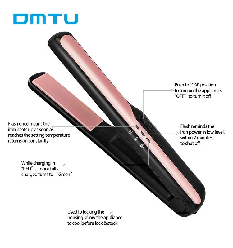 Compact Size Flat Iron Rechargeable Cordless Hair Straightener Wireless - NOMAN STORE LLC