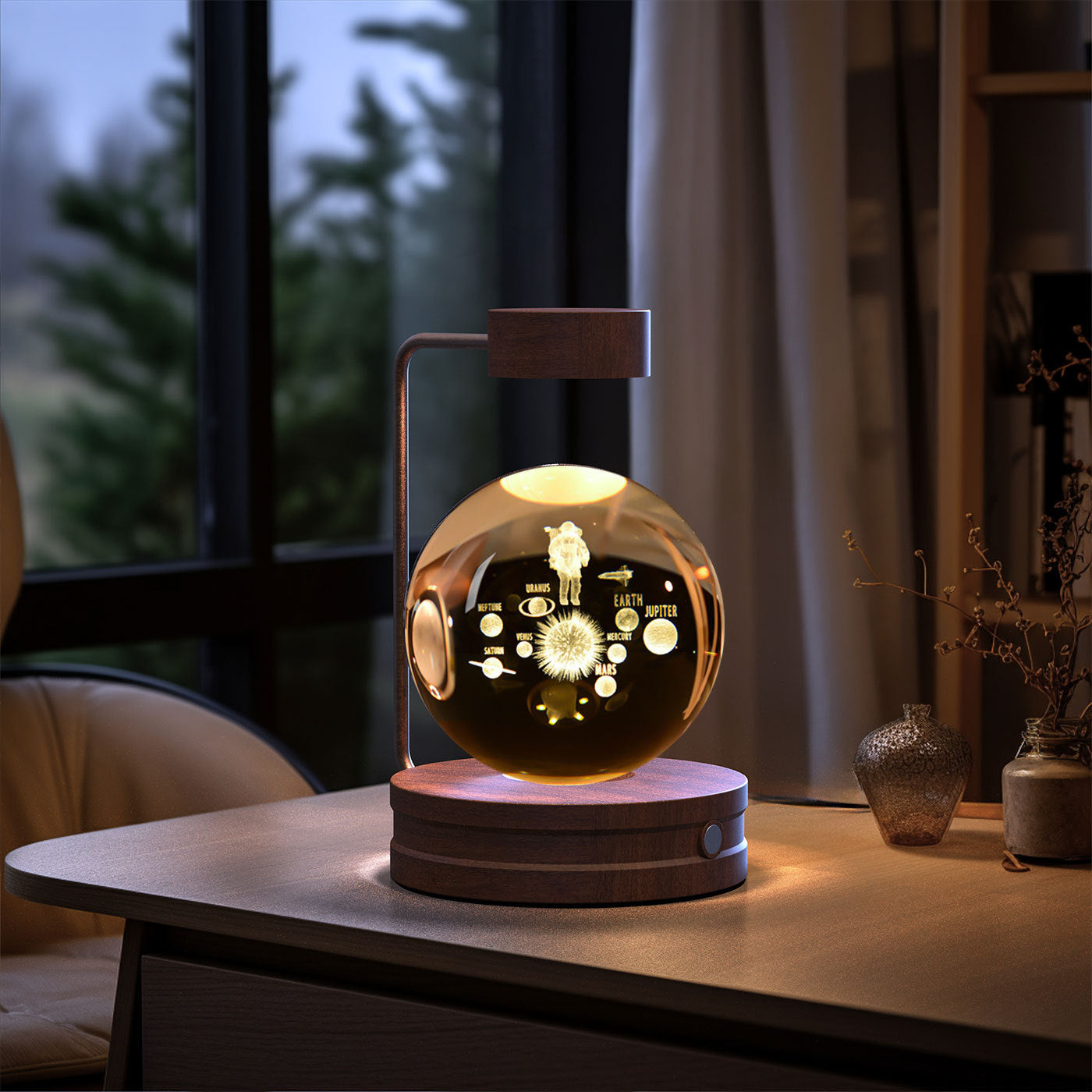 Crystal Ball Cosmic Dinosaur Indoor Night Light USB Power Warm Bedside Light Birthday Gift Night Lamp - NOMAN STORE LLC