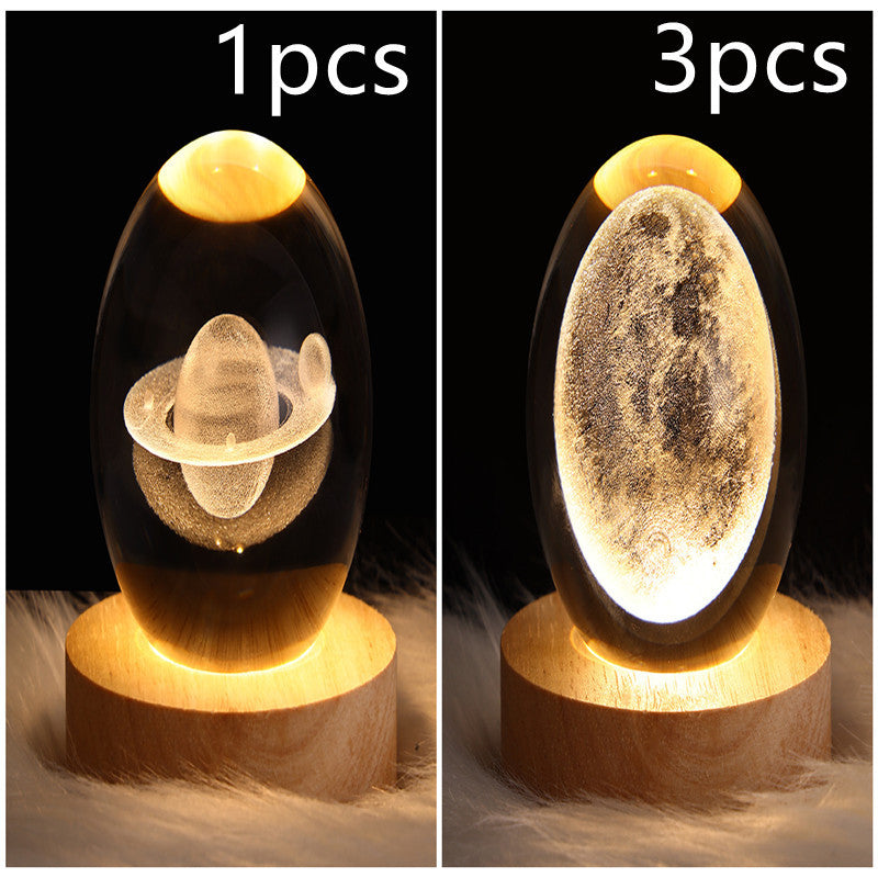 LED Night Light Galaxy Crystal Ball Table Lamp 3D Planet Moon Lamp Bedroom Home Decor For Kids Party Children Birthday Gifts - NOMAN STORE LLC