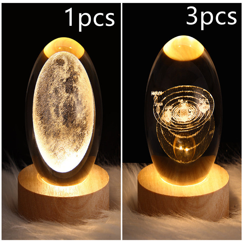 LED Night Light Galaxy Crystal Ball Table Lamp 3D Planet Moon Lamp Bedroom Home Decor For Kids Party Children Birthday Gifts - NOMAN STORE LLC