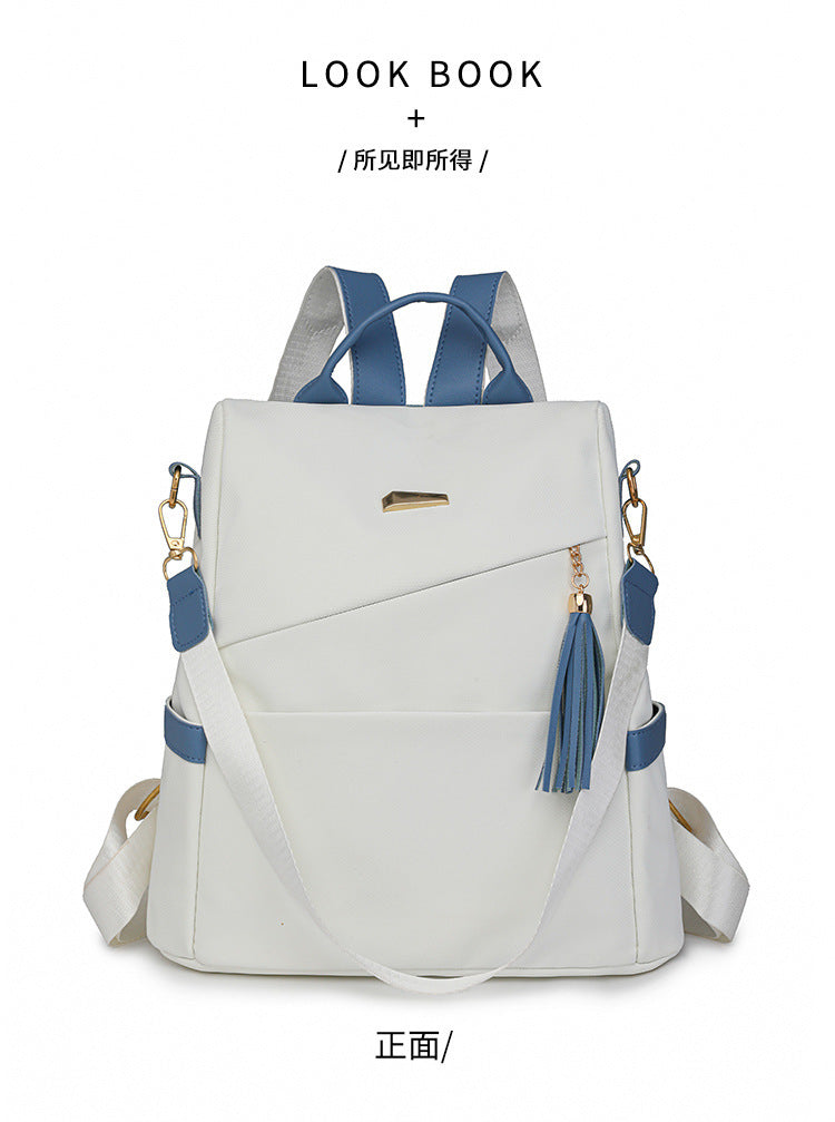Oxford Cloth Stitching Women'S Backpack Anti-Theft Back Zipper Girls Schoolbag Casual Travel Double Shoulder Backpack - NOMAN STORE LLC
