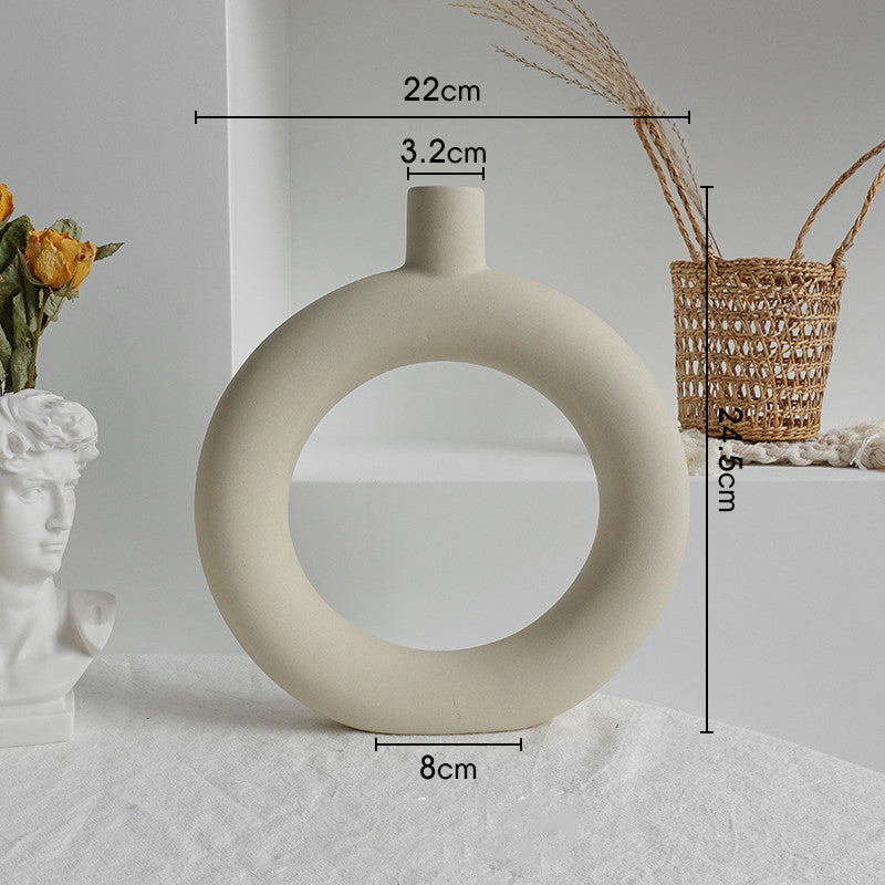 Simplicity Ceramic Vase Dry Flower Arrangement Home Decoration Ornament Living Room Display Art Vases - NOMAN STORE LLC