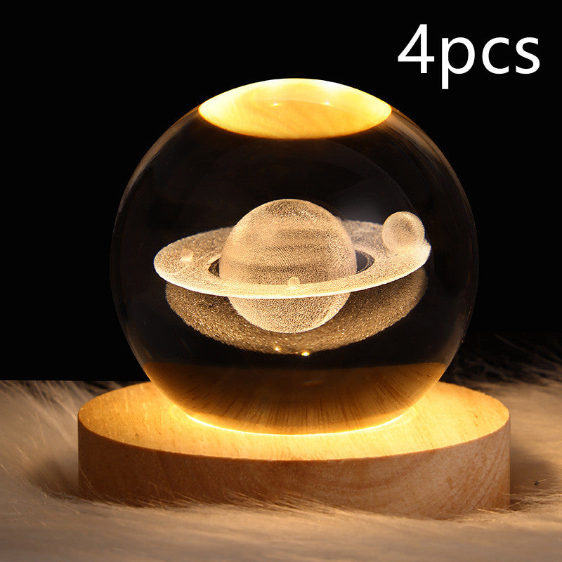 LED Night Light Galaxy Crystal Ball Table Lamp 3D Planet Moon Lamp Bedroom Home Decor For Kids Party Children Birthday Gifts - NOMAN STORE LLC