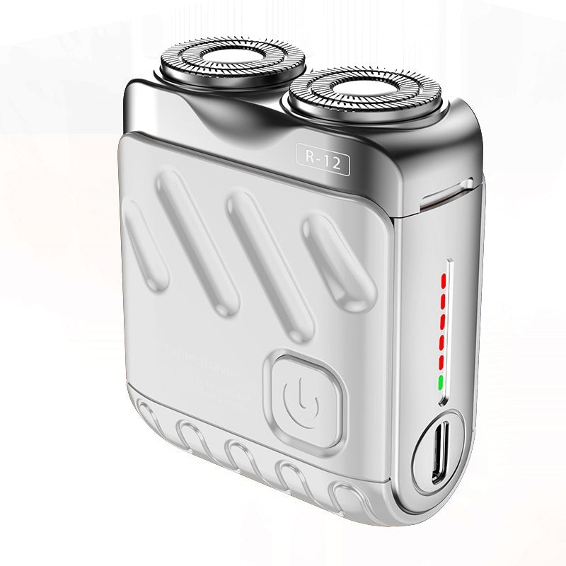 Portable Rotary Dual Ring Electric Shaver Men Travel Mini Shaver Double Floating Magnetic Blade Head Rechargeable Pocket Razors - NOMAN STORE LLC