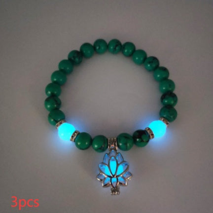 Energy Luminous Lotus Natural Stone Bracelet Yoga Healing Luminous Glow In The Dark Charm Beads Bracelet For Men Women Prayer Buddhism - NOMAN STORE LLC