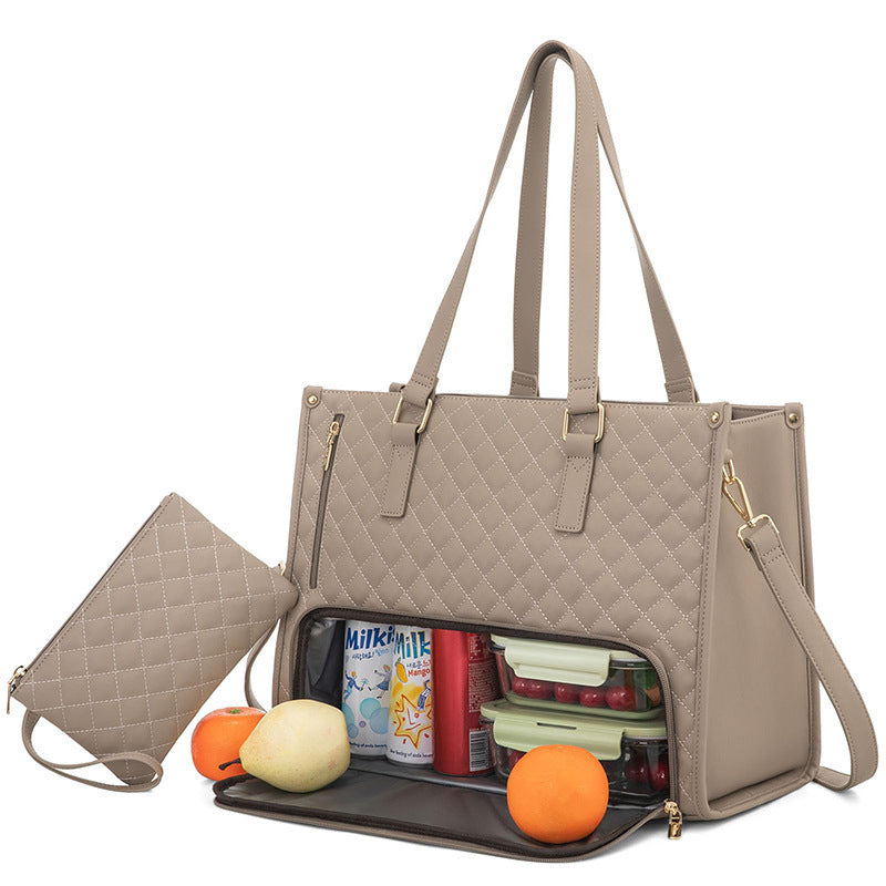 Convenient Commute New Lunch Bag Women's Insulated Lunch Box Women's Leak-proof Large Purse Diagonal Computer Storage - NOMAN STORE LLC