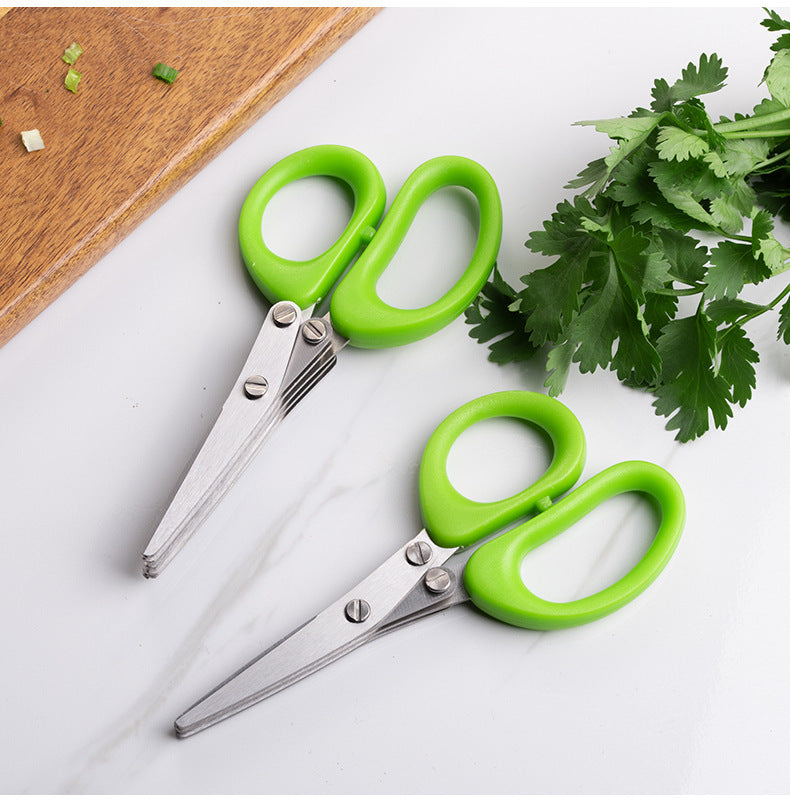 Multifunctional Multi-layer Green Onion Scissors Stainless Steel Onion Cutting Knife Herb Seaweed Spice Scissors Kitchen Scissor Kitchen Gadgets - NOMAN STORE LLC