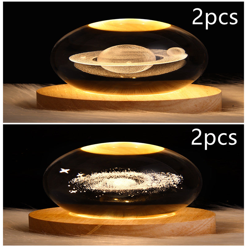LED Night Light Galaxy Crystal Ball Table Lamp 3D Planet Moon Lamp Bedroom Home Decor For Kids Party Children Birthday Gifts - NOMAN STORE LLC