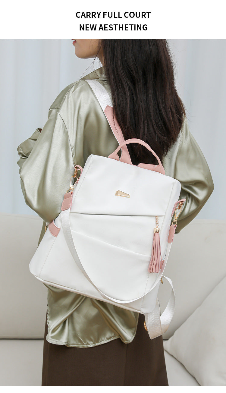 Oxford Cloth Stitching Women'S Backpack Anti-Theft Back Zipper Girls Schoolbag Casual Travel Double Shoulder Backpack - NOMAN STORE LLC
