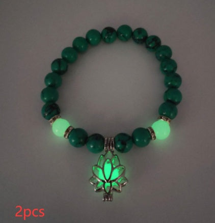 Energy Luminous Lotus Natural Stone Bracelet Yoga Healing Luminous Glow In The Dark Charm Beads Bracelet For Men Women Prayer Buddhism - NOMAN STORE LLC