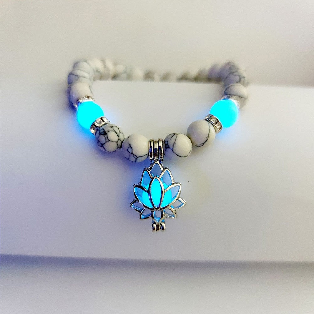 Energy Luminous Lotus Natural Stone Bracelet Yoga Healing Luminous Glow In The Dark Charm Beads Bracelet For Men Women Prayer Buddhism - NOMAN STORE LLC