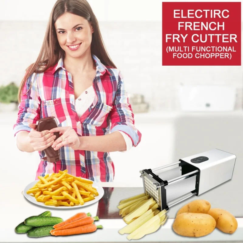 Kitchen Gadget Electric French Fry Cutter With Blades Stainless Steel Vegetable Potato Carrot For Commercial Household - NOMAN STORE LLC