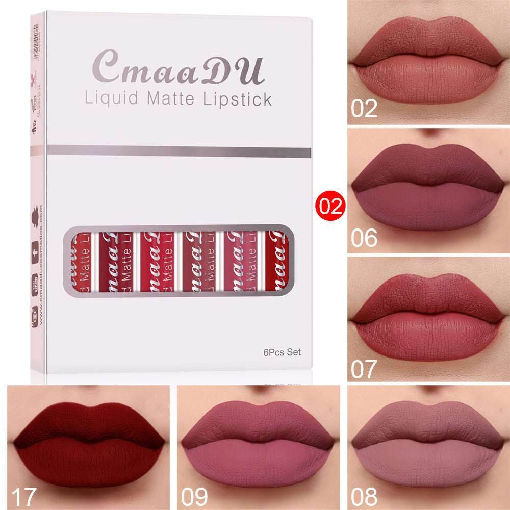 6 Boxes Of Matte Non-stick Cup Waterproof Lipstick Long Lasting Lip Gloss - NOMAN STORE LLC