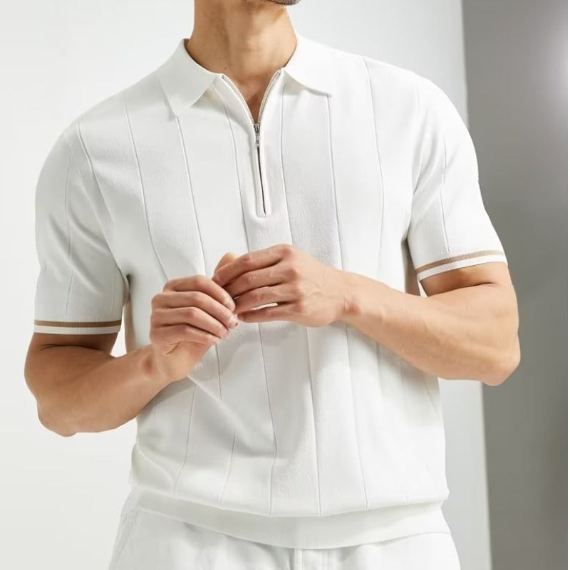 Fashion Short-sleeved Polo Shirt Summer Lapel Zipper T-shirt Tops Mens Clothing - NOMAN STORE LLC