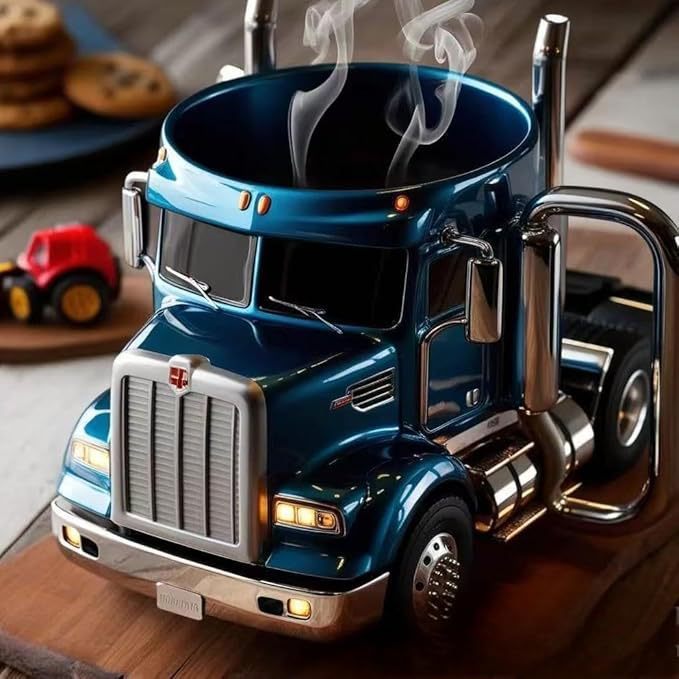 Durable Truck Coffee Mug Semi Truck Handcrafted Coffee Cup Semi-trailer Shaped Semi-Truck Coffee Mugs For Family - NOMAN STORE LLC