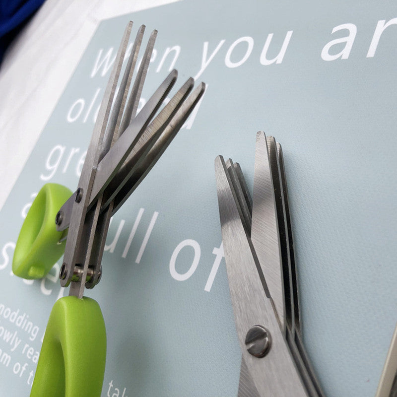 Multifunctional Multi-layer Green Onion Scissors Stainless Steel Onion Cutting Knife Herb Seaweed Spice Scissors Kitchen Scissor Kitchen Gadgets - NOMAN STORE LLC