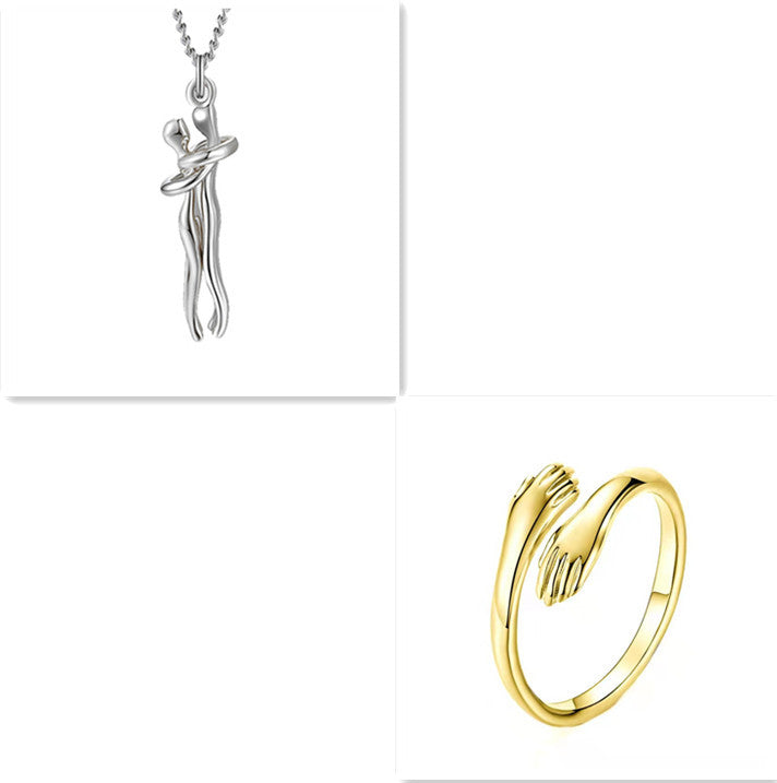 Love Hug Necklace Unisex Men Women Couple Jewelry Simple Temperament Clavicle Chain Valentines Day Lover Gift - NOMAN STORE LLC