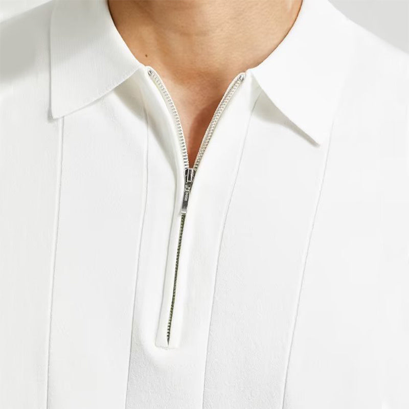Fashion Short-sleeved Polo Shirt Summer Lapel Zipper T-shirt Tops Mens Clothing - NOMAN STORE LLC