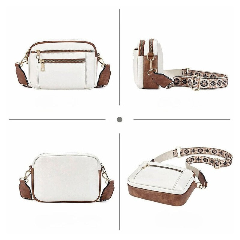 Ladies' Small Square Bag Two-tone Leather Crossbody Bag Large-capacity PU Crossbody Wallet Multi-functional For Women's Bag - NOMAN STORE LLC