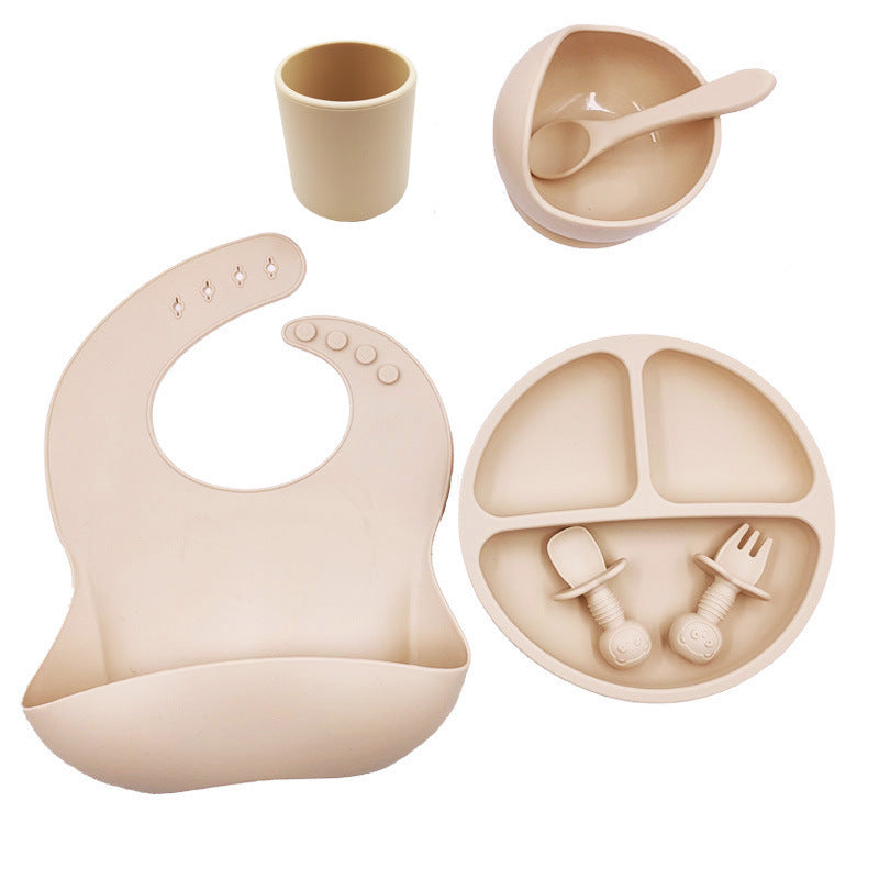 Baby Cutlery Set Silicone Bib Silicone Cup Spoon - NOMAN STORE LLC