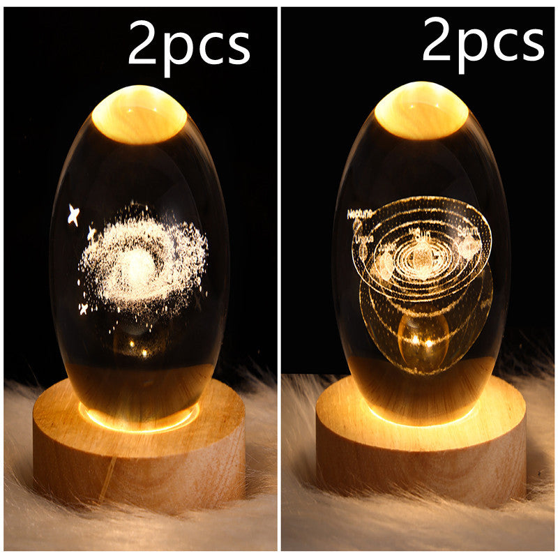 LED Night Light Galaxy Crystal Ball Table Lamp 3D Planet Moon Lamp Bedroom Home Decor For Kids Party Children Birthday Gifts - NOMAN STORE LLC