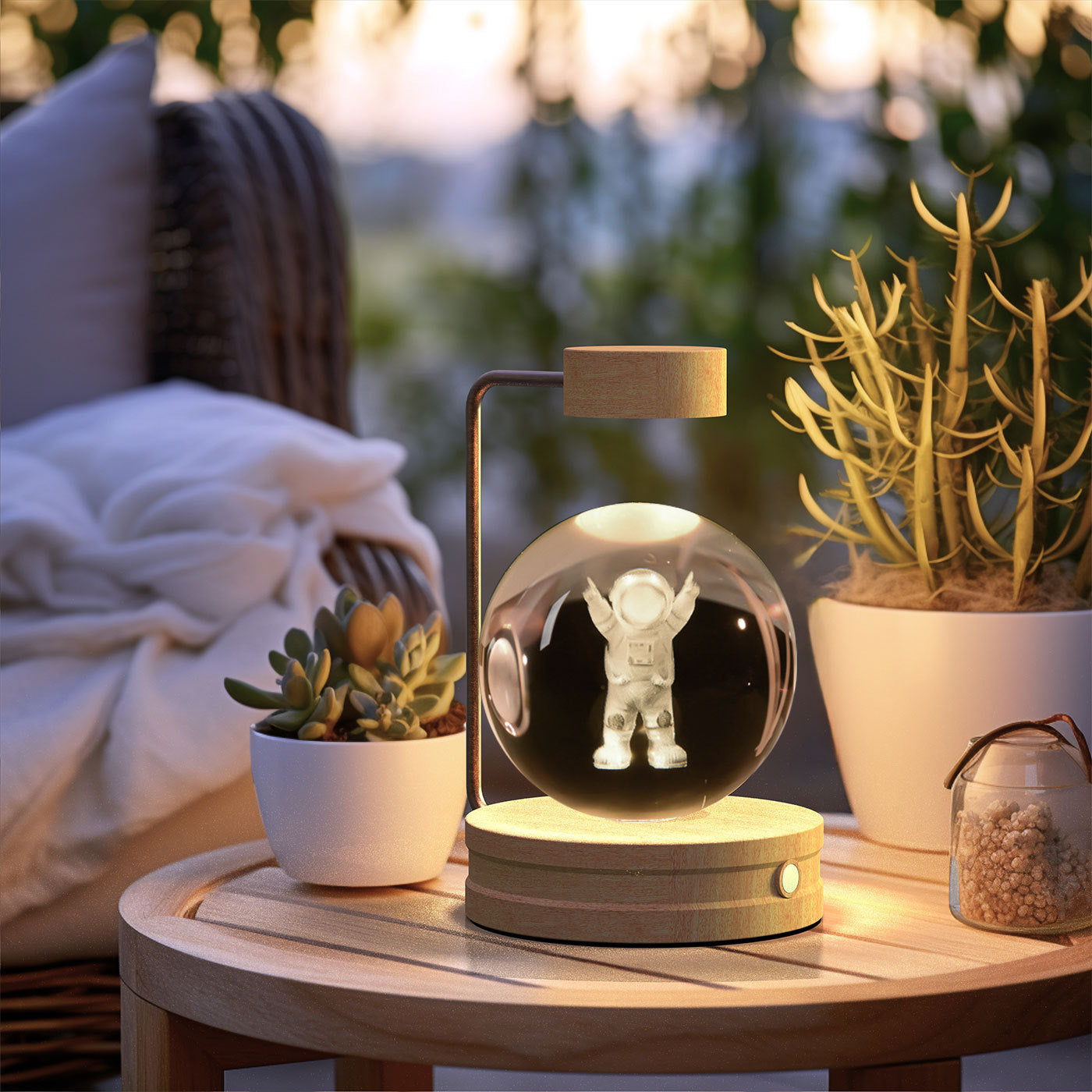 Crystal Ball Cosmic Dinosaur Indoor Night Light USB Power Warm Bedside Light Birthday Gift Night Lamp - NOMAN STORE LLC