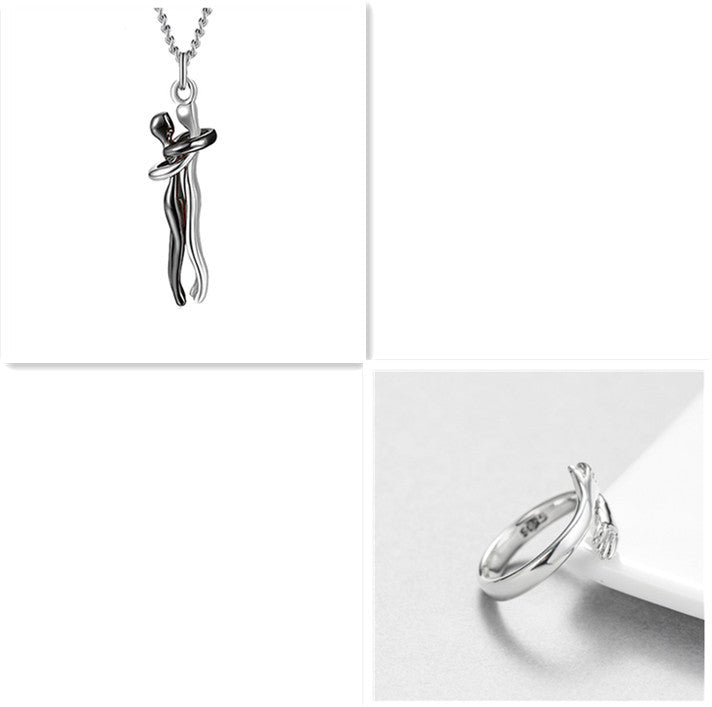 Love Hug Necklace Unisex Men Women Couple Jewelry Simple Temperament Clavicle Chain Valentines Day Lover Gift - NOMAN STORE LLC