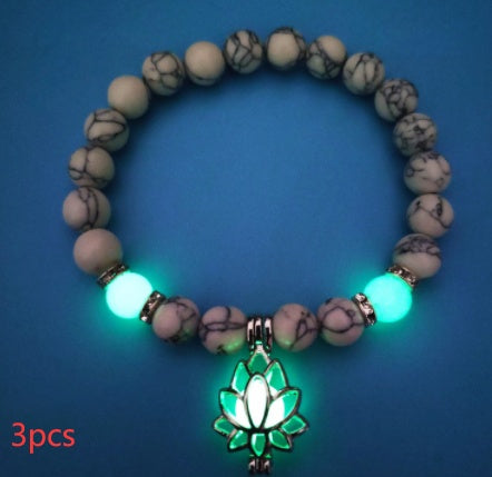 Energy Luminous Lotus Natural Stone Bracelet Yoga Healing Luminous Glow In The Dark Charm Beads Bracelet For Men Women Prayer Buddhism - NOMAN STORE LLC