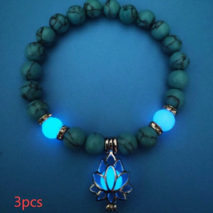 Energy Luminous Lotus Natural Stone Bracelet Yoga Healing Luminous Glow In The Dark Charm Beads Bracelet For Men Women Prayer Buddhism - NOMAN STORE LLC