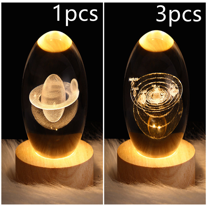 LED Night Light Galaxy Crystal Ball Table Lamp 3D Planet Moon Lamp Bedroom Home Decor For Kids Party Children Birthday Gifts - NOMAN STORE LLC