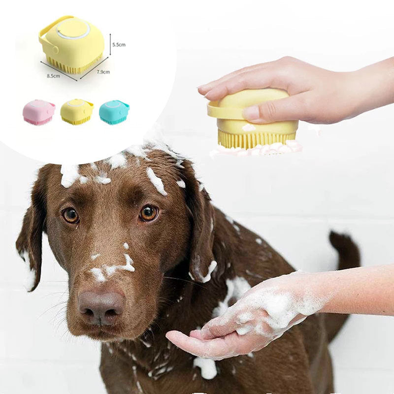 Silicone Dog Bath Massage Gloves Brush Pet Cat Bathroom Cleaning Tool Comb Brush For Dog Can Pour Shampoo Dog Grooming Supplies - NOMAN STORE LLC