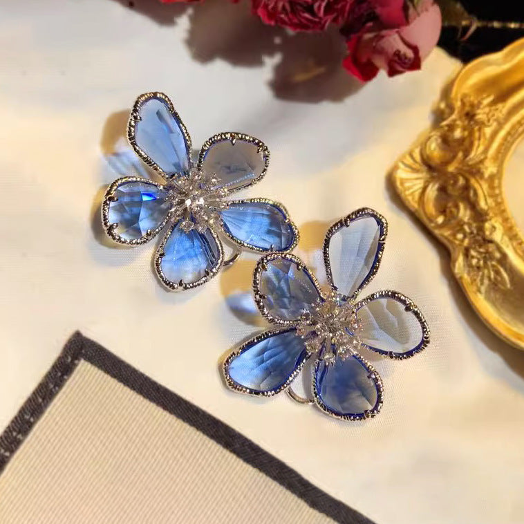 Women's European And American Exaggerated Crystal Flower Earrings - NOMAN STORE LLC