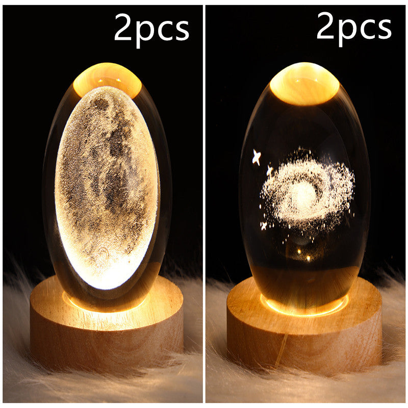 LED Night Light Galaxy Crystal Ball Table Lamp 3D Planet Moon Lamp Bedroom Home Decor For Kids Party Children Birthday Gifts - NOMAN STORE LLC