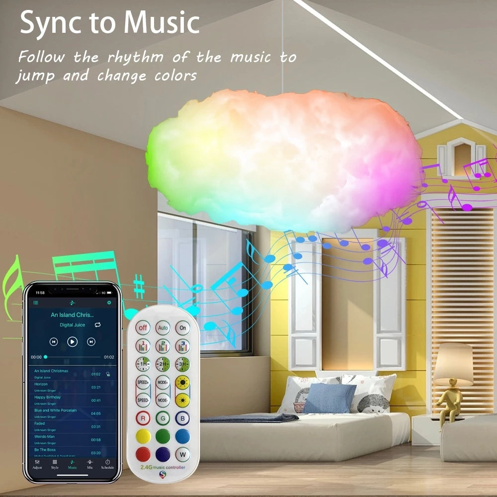 USB Cloud Light APP Control Music Synchronization 3D RGBIC Ambient Light Lightning Simulation Clouds Bedroom Room Light - NOMAN STORE LLC