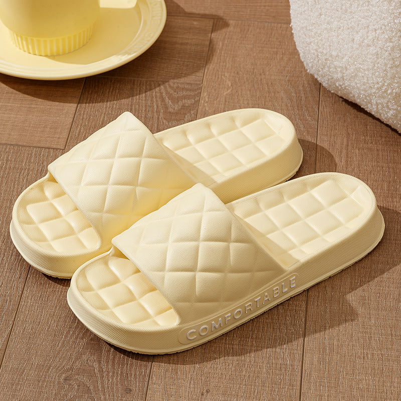 Men's Home Slippers With Plaid Design Soft-soled Silent Indoor Floor Bathing Slippers Women House Shoes Summer - NOMAN STORE LLC
