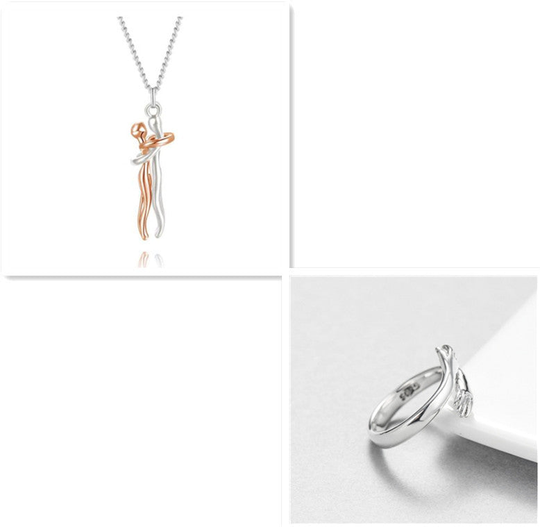 Love Hug Necklace Unisex Men Women Couple Jewelry Simple Temperament Clavicle Chain Valentines Day Lover Gift - NOMAN STORE LLC