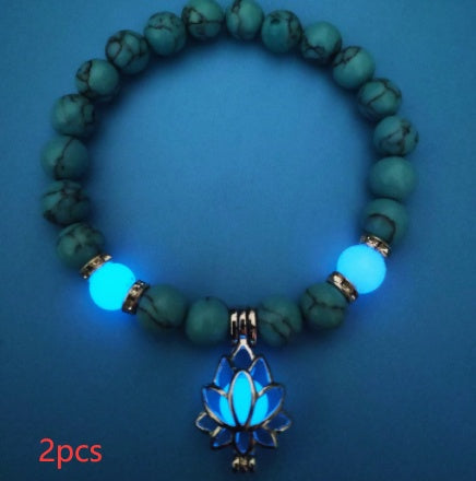Energy Luminous Lotus Natural Stone Bracelet Yoga Healing Luminous Glow In The Dark Charm Beads Bracelet For Men Women Prayer Buddhism - NOMAN STORE LLC