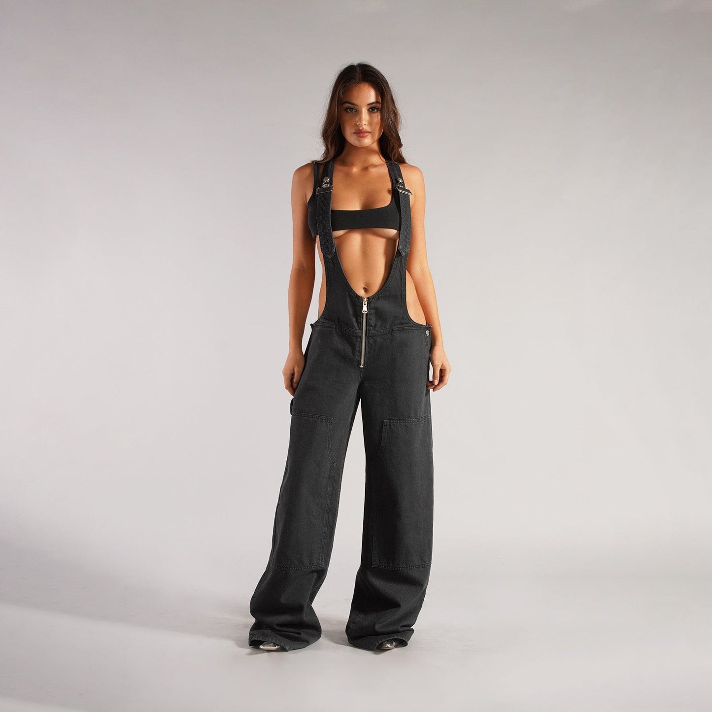 Y2K Zipper Denim Overalls With Pockets Fashion Loose Suspender Jumpsuit Streetwear Jeans Pants Womens Clothing - NOMAN STORE LLC