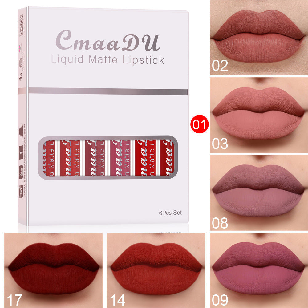 6 Boxes Of Matte Non-stick Cup Waterproof Lipstick Long Lasting Lip Gloss - NOMAN STORE LLC